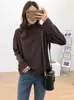 Camiseta Térmica Base de Moda con Cuello Medio Alto para Mujer, Top Interior de Longitud Media para Otoño, Camiseta de Manga Larga Holgada de Longitud Media Moderna