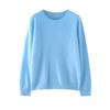 Suéter de mujer de otoño e invierno con cuello redondo, color sólido, suéter de lana tirada, suave, ceroso, color sólido, elegante, suéter simple de moda.