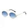 Gafas Anthony de Mismo Estilo Sin Montura para Hombre, Estilo Hip-Hop Americano de Alta Gama, Look Elegante de Chico Malo, Monturas para Gafas de Prescripción con Borde Dorado