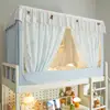 Cama de beliche para dormitório estilo renda de estudante zíper universal floral fresco à prova de mosquitos cama de solteiro retrátil cortina de escurecimento forte