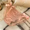 Roupa íntima feminina sexy de bolinhas estilo francês, calcinha de algodão com entrepernas de madeira, fenda alta, laço doce, renda de menina