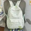 Mochila fresca y brumosa de estilo francés con estampado de estrellas y letras, adecuada para niñas para la escuela, ir al trabajo y viajar, bolsa versátil de doble hombro