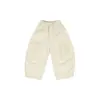 Calça Longa de Algodão Plissada com Fenda Estilo Coreano Versátil para Crianças Outono Calça com Cós Elástico para Meninas