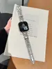 Conector de Metal Doble S Incrustado de Diamantes Correa de Cuero Adecuado para Apple iWatch Generación 11 10/987Ultrase