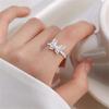 925 Sterling Silver Texturizado Anel Estrela Estilo Ins Feminino Simples Personalidade Nicho High-end Anel de Dedo Aberto Anel de Dedo do Casal