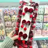Novo Lindo Pingente de Pom-Pom Vermelho Laço de Veludo Presilha de Cabelo Infantil Grampo de Cabelo Doce para Menininha Acessório de Cabelo de Ano Novo