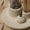 Portavelas de Cemento de Madera Sagrada Peruana Salvia Hojas de Eucalipto Palo de Vainilla Incienso Purificación Bandeja Multifuncional Adorno Decorativo