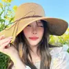 Sombrero de Paja de Ala Ancha con Bordado de Letras, Sombrero de Sol de Verano para Mujer, Sombrero de Playa para Vacaciones en la Costa