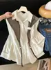 Nuevo estilo de principios de otoño, versátil y elegante, camisa de manga larga con cuello recto, de longitud media, adelgazante, conjunto de dos piezas con chal para superponer