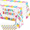 Mantel de plástico para fiesta de cumpleaños, cubierta de mesa desechable, mantel rectangular de lunares coloridos adecuado para decoración de cumpleaños