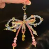 [Líder de Chica Linda] Cadena para Teléfono Móvil con Lazo de Perlas de Cristal Rosa Explosivo Colgante Exquisito para Bolso Estilo Nuevo