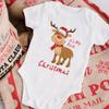 2023 Natal Nova série Meu 1º Natal algodão bebê macacão manga curta bebê macacão