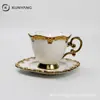 Juego de Tazas de Café de Cerámica Estilo Palacio Europeo, Taza de Cerámica de Lujo Chapada en Oro, Taza de Café de Regalo de Gama Alta