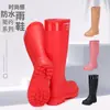 Zapatos de agua, botas de lluvia de moda, antideslizantes, de caña alta para mujer, duraderos, aptos para cocina, cálidos, impermeables, con forro de polar, zapatos de goma, botas de lluvia para adulto, de suela gruesa