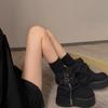 Botas de motociclista de altura pequeña con aspecto entallado y estilo Spice Girl, botas de caballero retro, botas cortas de suela gruesa para mujer, novedad de 2024
