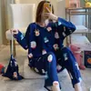 Pijama para Mujer Primavera y Otoño Estilo Coreano 2025 Manga Larga Lindo Traje de Dibujos Animados de Estudiante Suelto Traje de Ropa para el Hogar Otoño e Invierno