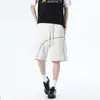 Calça de Tricô Solta de Cinco Pontos Estilo Verão Nova para Homens no Atacado, Shorts Casuais Elásticos Simples, Calça Esportiva de Corrida de Comprimento Médio para Homens