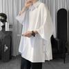 Camisa de manga curta masculina e feminina de nicho com fenda lateral e cor sólida