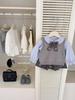 Traje de Estilo Preppy para Niñas Ropa de Primavera 2025 Moda Infantil Camisa para Bebé Niña Chaleco de Punto Falda Plisada