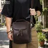 Bolso Bandolera Europeo y Americano Tiding Bolso de Hombro Casual al Aire Libre de Primera Capa de Piel de Vaca Bolso de Mano Retro Simple de Cuero Genuino para Hombre