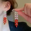 Pendientes Largos de Borla de Diamante de Colores Europeos y Americanos con Espiga de Trigo, Moda, Súper Brillantes, de Alta Gama, Exagerados, de Banquete, Personalidad