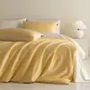 Juego de Cuatro Piezas de Satén 100% Algodón de Fibra Larga Clase A Lujo Ligero Color Sólido Bicolor Estilo Hotel Sábana Funda Nórdica Ropa de Cama 4