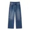 JOCORBEI Jeans Rectos de Pierna Recta de Alta Elasticidad Lavado Azul Clásico Ojo de Gato Otoño para Mujer Pantalones Largos Fluidos para Viajar al Trabajo