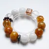 Pulseira de Cristal Branco Natural Sunset Bay para Mulheres, Versátil Floco de Neve Ágata Amarela Fantasma Pulseira da Moda Atacado