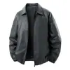 Nueva chaqueta de cuero PU para hombre, estilo retro americano de ropa de trabajo, resistente y relajada, estilo old money, simple para la calle