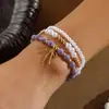 Pulsera Transfronteriza de Perlas de Imitación Japonesas y Coreanas con Cuentas de Vidrio de Colores para Mujer, Diseño de Nicho Ins de Verano, Pulsera para Estudiante, Joyería al por Mayor