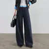 Pantalones de pierna ancha con hoja curva de mezcla de lana de moda para mujer Otoño/Invierno 2026 Nuevos pantalones largos adelgazantes de cintura alta Pantalones casuales elegantes y versátiles
