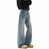 Jeans para hombre, pantalones largos CL de pierna ligeramente acampanada, pantalones rectos de pierna ancha con estampado de marca de moda, corte curvo estilo americano, venta flash de verano
