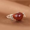 Colgante de plata S925 con diseño de ciervo dorado, simple, artístico, con forma de animal de dibujos animados, ágata roja, pez dorado, anillo abierto, joyería de plata para mujer