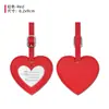 Etiqueta de equipaje con forma de corazón de cuero PU colorido en stock transfronterizo, etiqueta de equipaje simple anti-pérdida, etiqueta de facturación