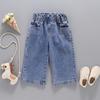 Roupa Infantil Primavera e Outono Nova Versátil para Bebês Crianças Jeans Estilo Ocidental Meninas Bebê Tendência Jeans Flare Tendência