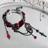 [Rosa Engaiolada] Pingente de Liga de Metal Coroa Escura de Corvo Artesanal com Contas Material DIY Acessórios para Pulseira