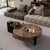 Mesa de Centro Redonda Minimalista Italiana Pequeno Apartamento Pernas de Aço Carbono Econômica Economizadora de Espaço Combinação para Casa Mesa de Chá