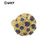 MR026 vintage clásico Micro-incrustado circón colorido redondo colgante anillo oro 18K incrustado damas asistiendo a fiesta