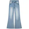 Naranja Juvenil # Jeans acampanados lavados para mujer, elegantes y a la moda, de cintura alta, corte ajustado, elásticos, adelgazantes, versátiles, pantalones de largo completo