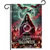 Nueva bandera de jardín de Halloween transfronteriza, bandera colgante del Día de Muertos para decoración de patio, bandera de doble cara con estampado de calabaza y fantasma