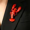 Broche de aleación estilo vacacional transfronterizo europeo y americano en la playa y el océano, personalizado con goteo de aceite de langosta y cangrejo rojos