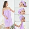 Falda de Baño Strapless al por Mayor para Mujer, Vellón de Coral para Adultos, Absorbente, No Suelta Pelusa, Se Puede Envolver, Juego de Falda de Baño y Gorro de Ducha