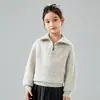 Suéter Infantil de Lã Pura com Gola Alta e Zíper Parcial, Estampa Colorida de Bolinhas, para Meninos e Meninas, Outono e Inverno; Suéter de Caxemira para Crianças Maiores
