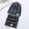 Gorro y calentador de cuello de doble capa de algodón para niños, gorro cálido tipo jersey otoño e invierno para niños y niñas, gorro cálido para ciclismo