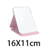 Espelho de maquiagem dobrável cor creme com tampa flip, espelho de maquiagem em couro PU para dormitórios de estudantes e mesas de escritório, fabricante