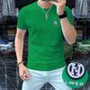 Hermosa camiseta delgada y moderna con letras, de algodón mercerizado para hombre, cuello redondo, manga corta, primavera y verano, nueva industria pesada.