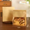 Saco Selante Auto-Selante de Papel Kraft com Janela e Borda de Arame Saco Espessado para Pão Torrado Saco com Selagem de Oito Lados Saco para Embalagem de Alimentos para Assar