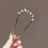 Grampo de Cabelo Elegante de Cristal Folha Feminino em Forma de U Grampo de Cabelo Metálico com Sentido Avançado Pente Artefato de Cabelo Simples