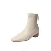 Botas adelgazantes de color liso, suela silenciosa, estilo simple y elegante para el trabajo, estilo coreano, tacón bajo grueso, punta cuadrada, tobillo elástico, mujer 2026 Otoño/Invierno