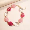 Collar de Cuentas Ovaladas Irregulares con Degradado Acrílico Transfronterizo Europeo y Americano, Moderno y de Alta Gama, Joyería Única y de Nicho